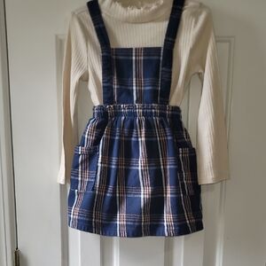 Wonder Nation Blue Plaid Overall Dress